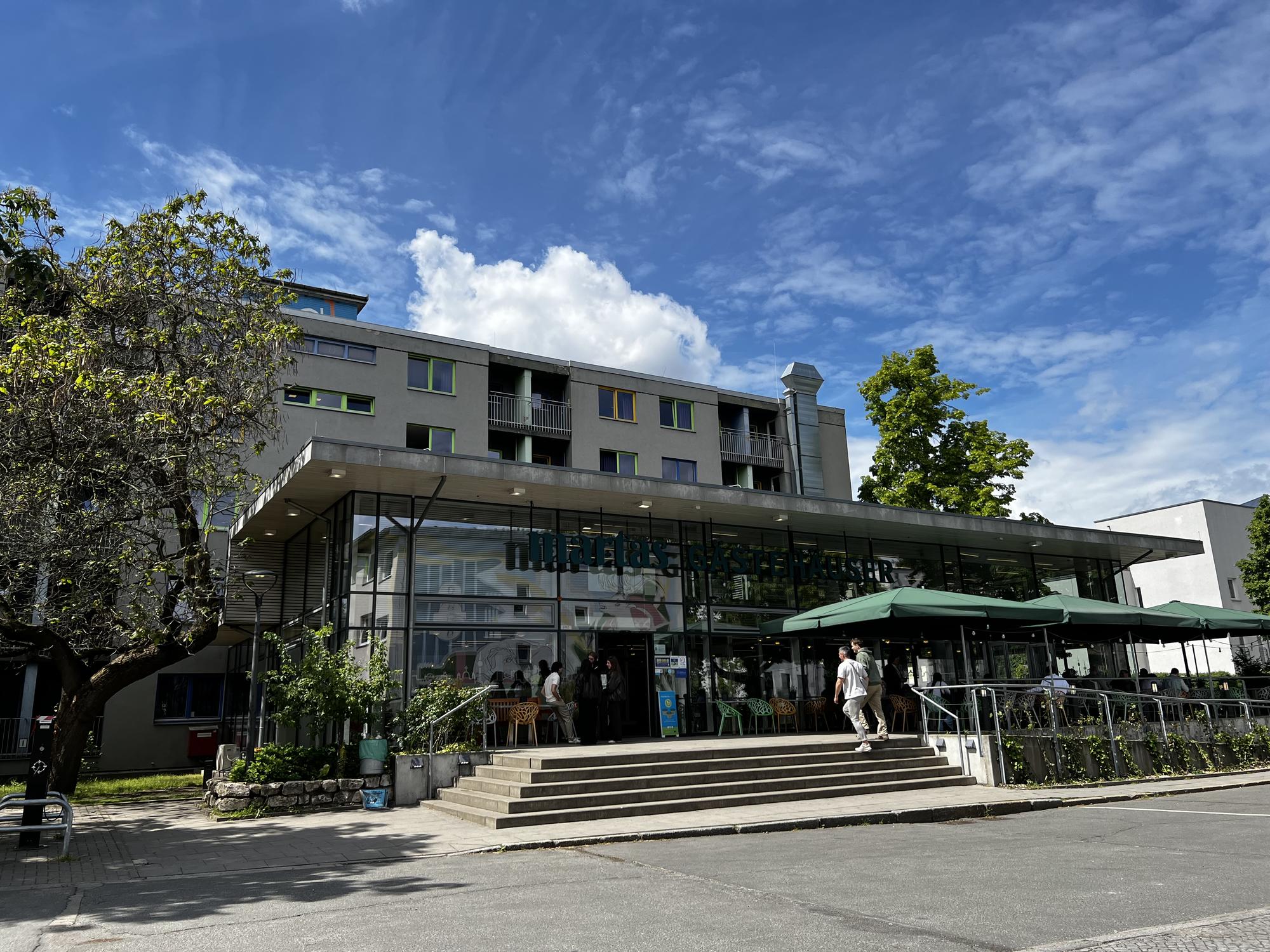 Exterior view, main building